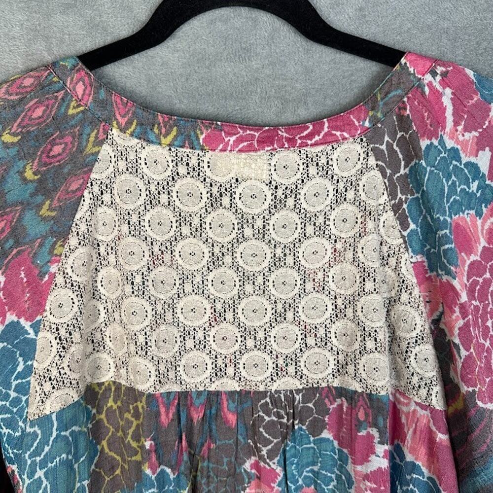 Fig And Flowers Top Womens 3X Pink Floral Long Sleeve Lightweight Boho Cottage - Picture 5 of 13